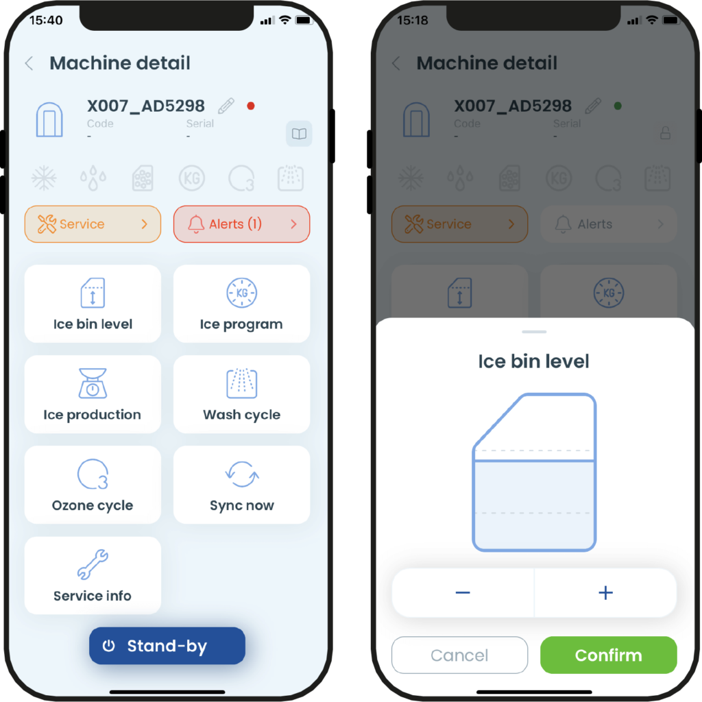 Functioning of Icematic My Ice app for ice programmable production